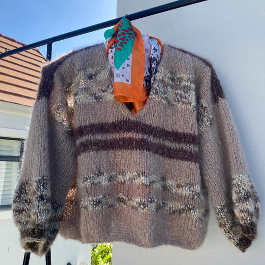 Beige with brown stripe sweater