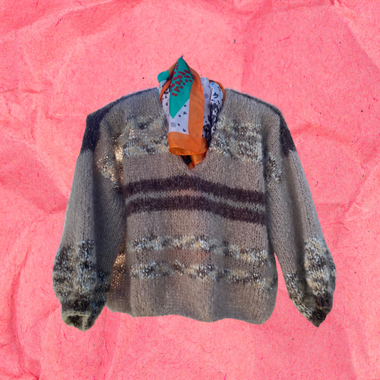 Beige with brown stripe sweater