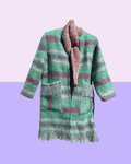 Green and pink stripe mohair blanket coat - TWELVE YARNS