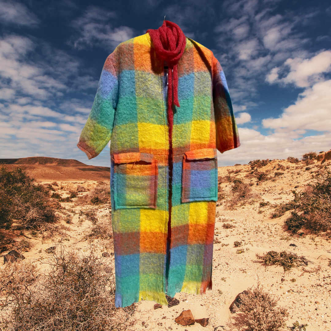 Orange and yellow mohair blanket coat - TWELVE YARNS