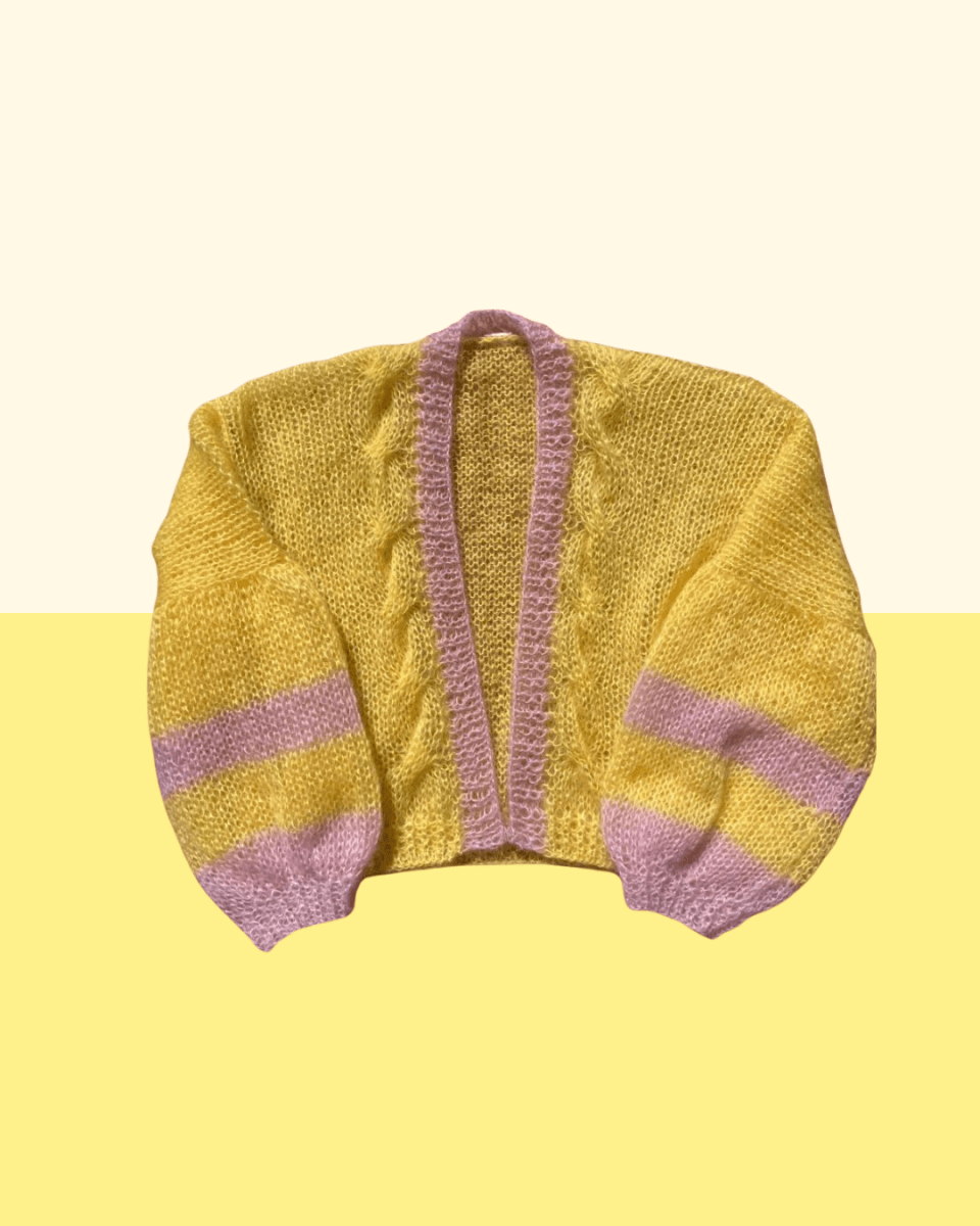 Yellow and pink cable cardigan - TWELVE YARNS
