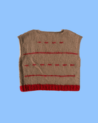Beige vest with red dashes - TWELVE YARNS
