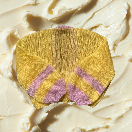 Yellow and pink cable cardigan