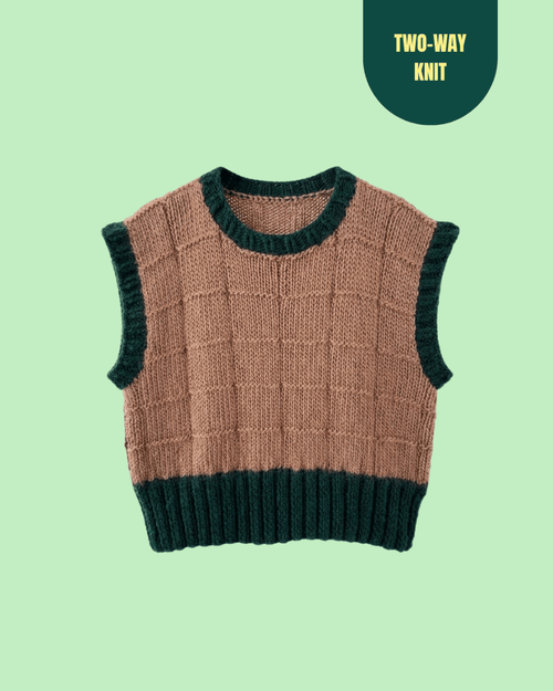 Beige and plum reversible vest - TWELVE YARNS