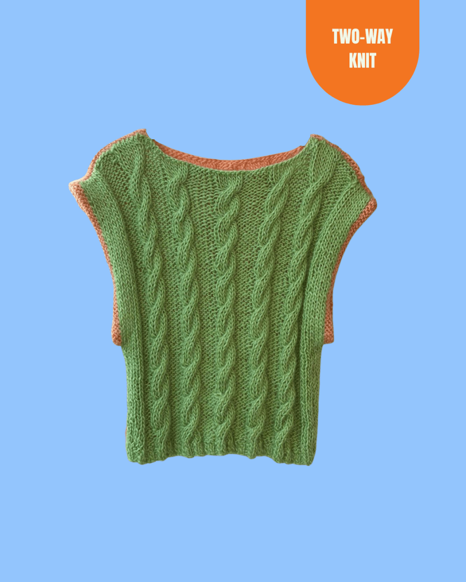 Green and orange reversible top - TWELVE YARNS