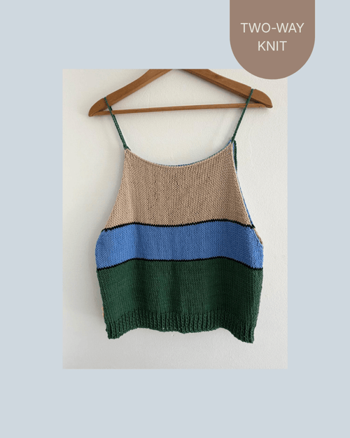 Beige, blue and green camisole - TWELVE YARNS