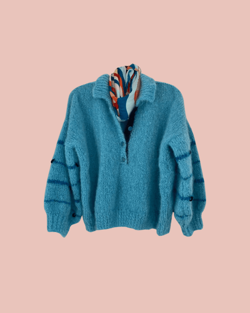 Electric blue button top - TWELVE YARNS