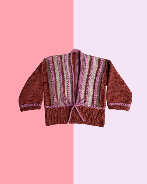 Brown, pink and beige cardigan - TWELVE YARNS