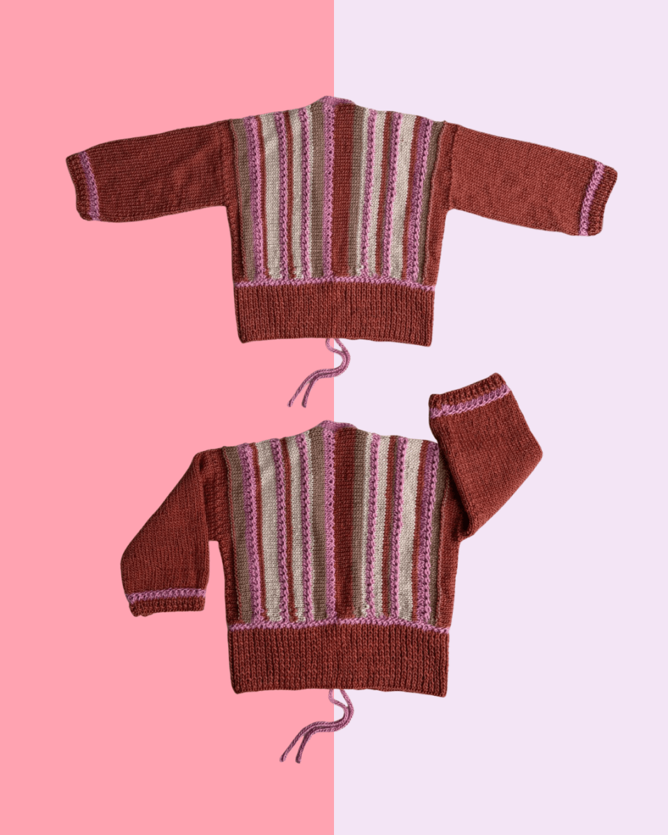 Brown, pink and beige cardigan - TWELVE YARNS