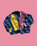 Navy cardigan with colour blocks - TWELVE YARNS