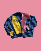 Navy cardigan with colour blocks - TWELVE YARNS