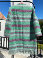 Green and pink stripe mohair blanket coat - TWELVE YARNS