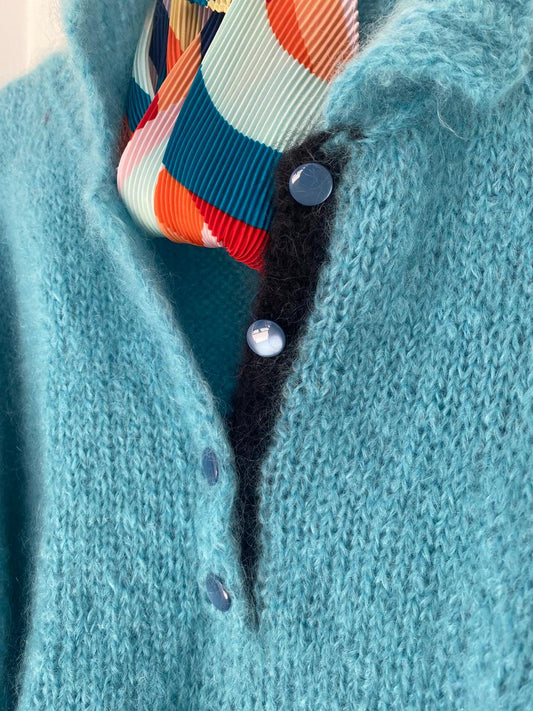 Electric blue button top