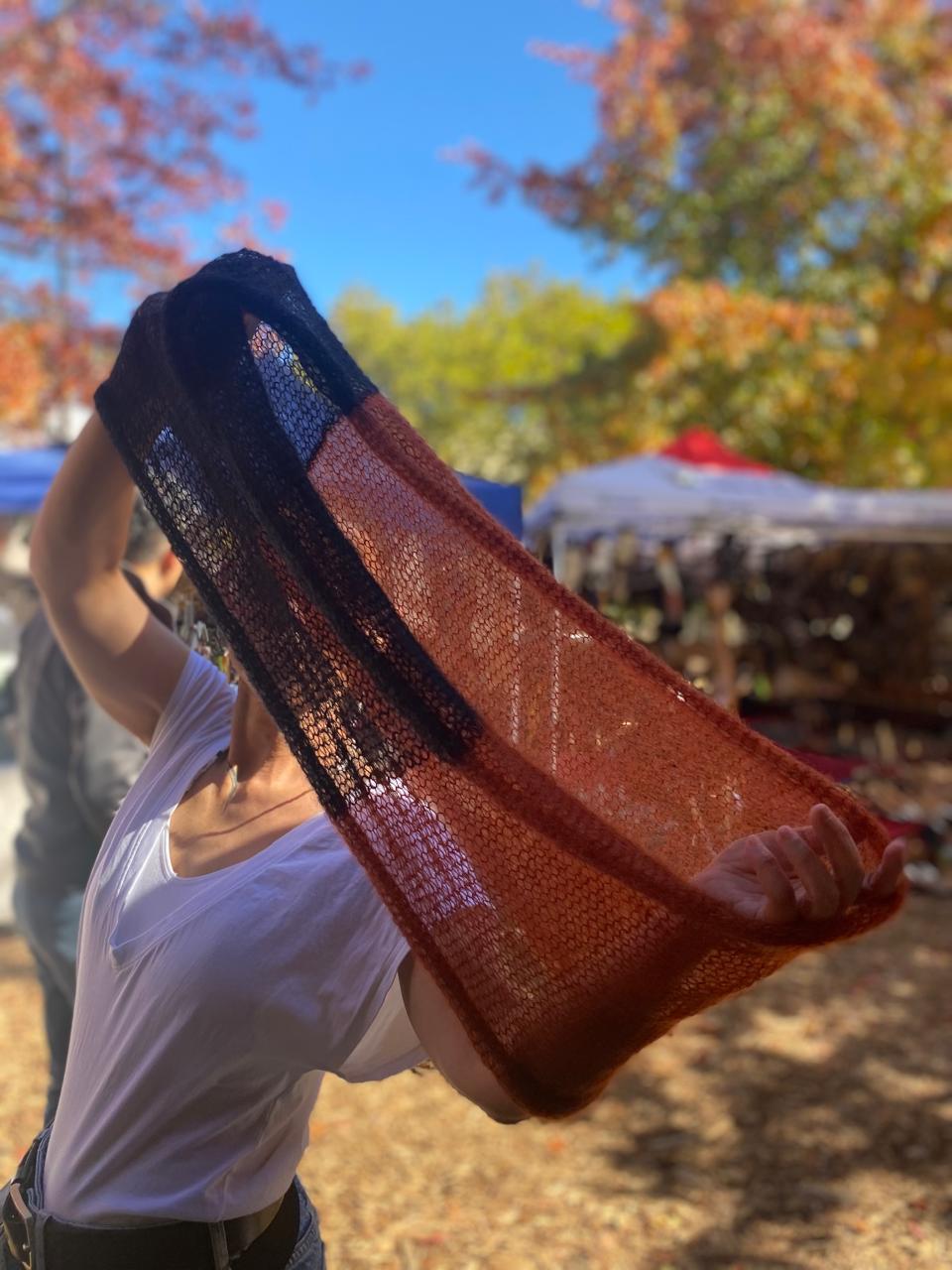Black and rust mohair snood - TWELVE YARNS