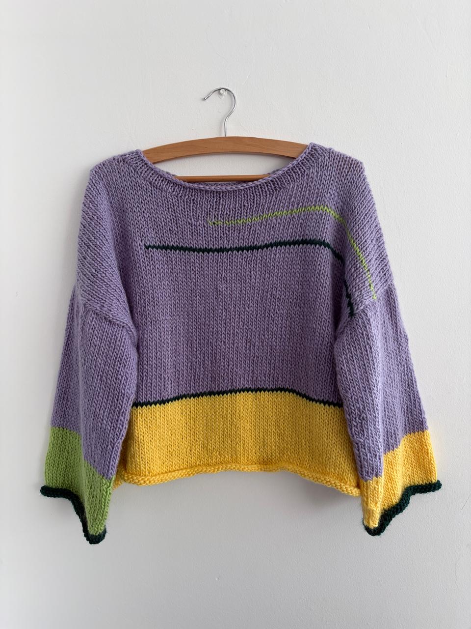 Lilac colour-blocking jersey - TWELVE YARNS