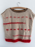 Beige vest with red dashes - TWELVE YARNS