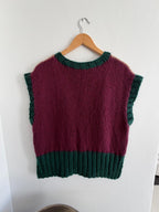 Beige and plum reversible vest - TWELVE YARNS