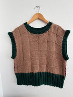 Beige and plum reversible vest - TWELVE YARNS