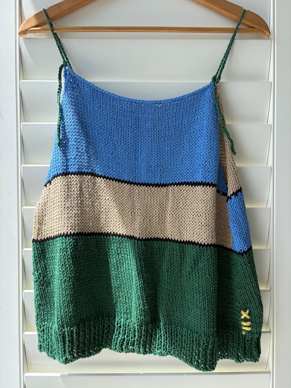 Beige, blue and green camisole - TWELVE YARNS
