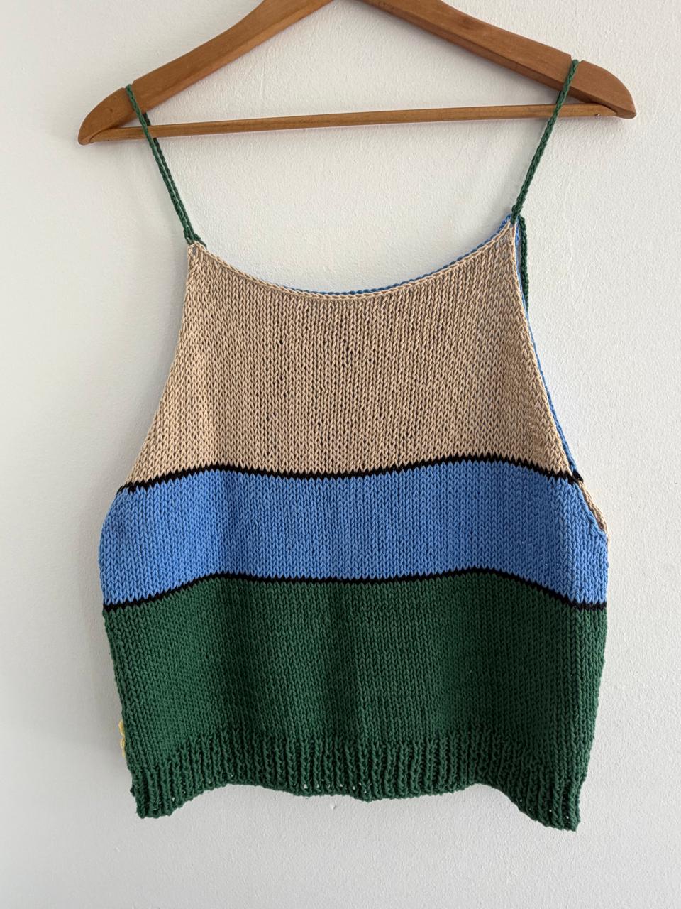 Beige, blue and green camisole - TWELVE YARNS