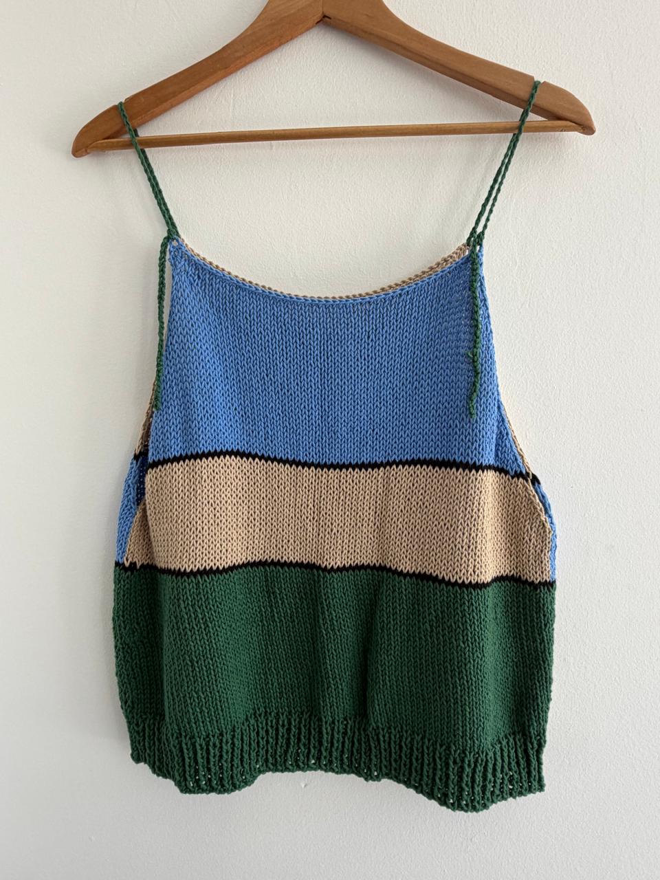 Beige, blue and green camisole - TWELVE YARNS