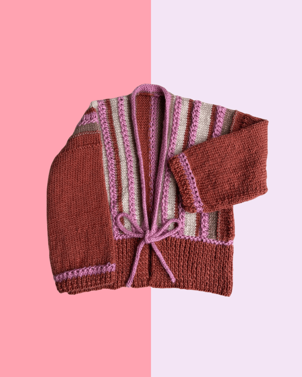 Brown, pink and beige cardigan - TWELVE YARNS