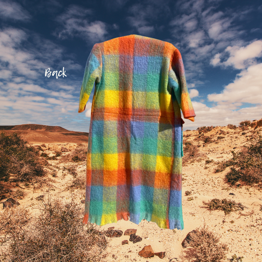 Orange and yellow mohair blanket coat